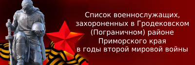 Список военнослужащих, погибших в годы Великой Отечественной Войны и захороненных на территории Пограничного района